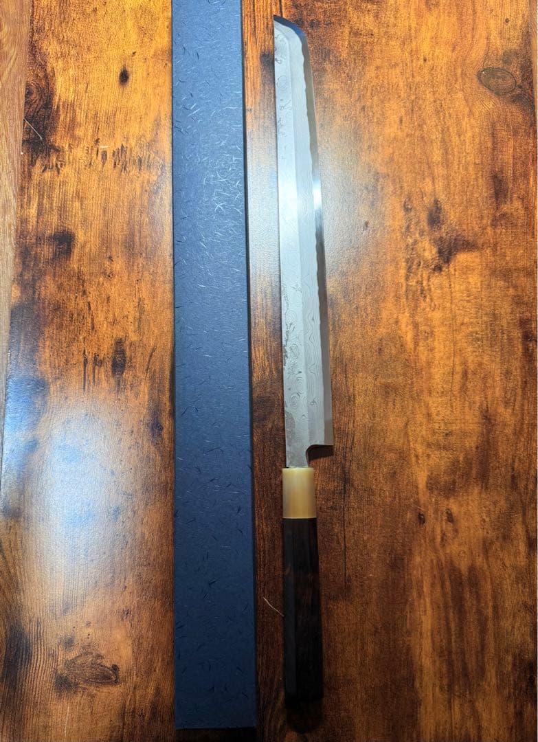 森本光一作 蛸引 先丸 青一鋼 紋鍛錬 尺 黒檀白水牛