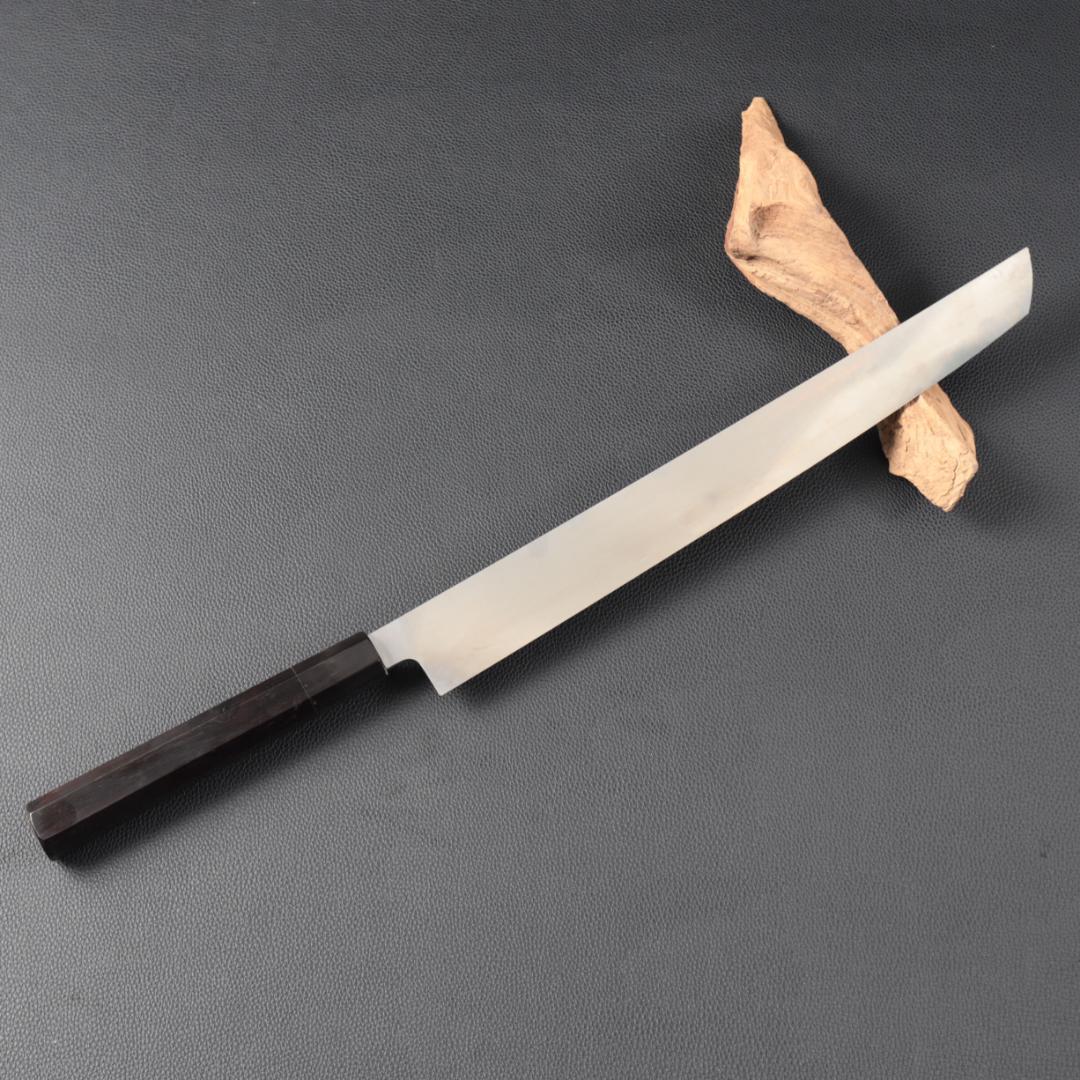 9799 柳刃包丁 尺寸 刺身包丁 刃は究極の切れ味 黒檀黒水牛角