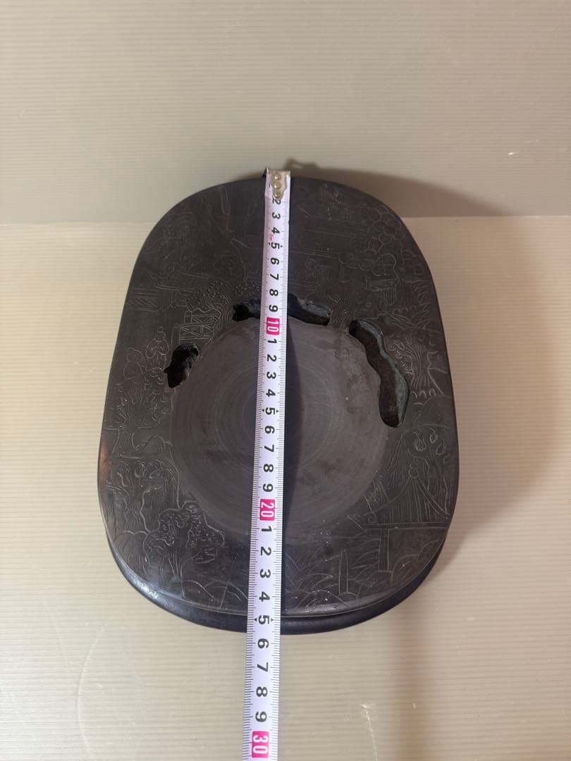 JChere煤炉mercari代购：2911 中国古硯人物文字彫刻中国骨董書道具