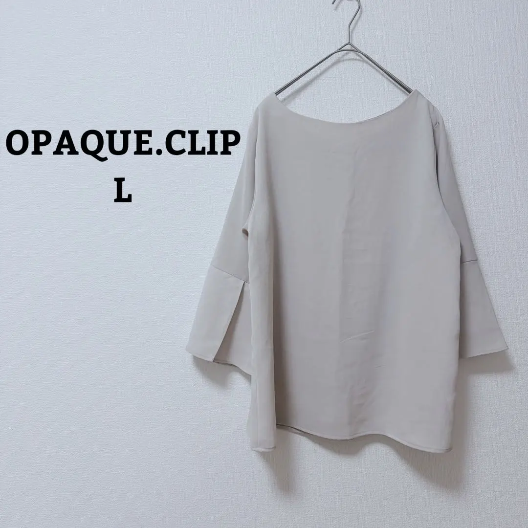 オペークドットクリップ　ブラウス　オフィカジ　綺麗目　シンプル　薄手　七分袖　L
