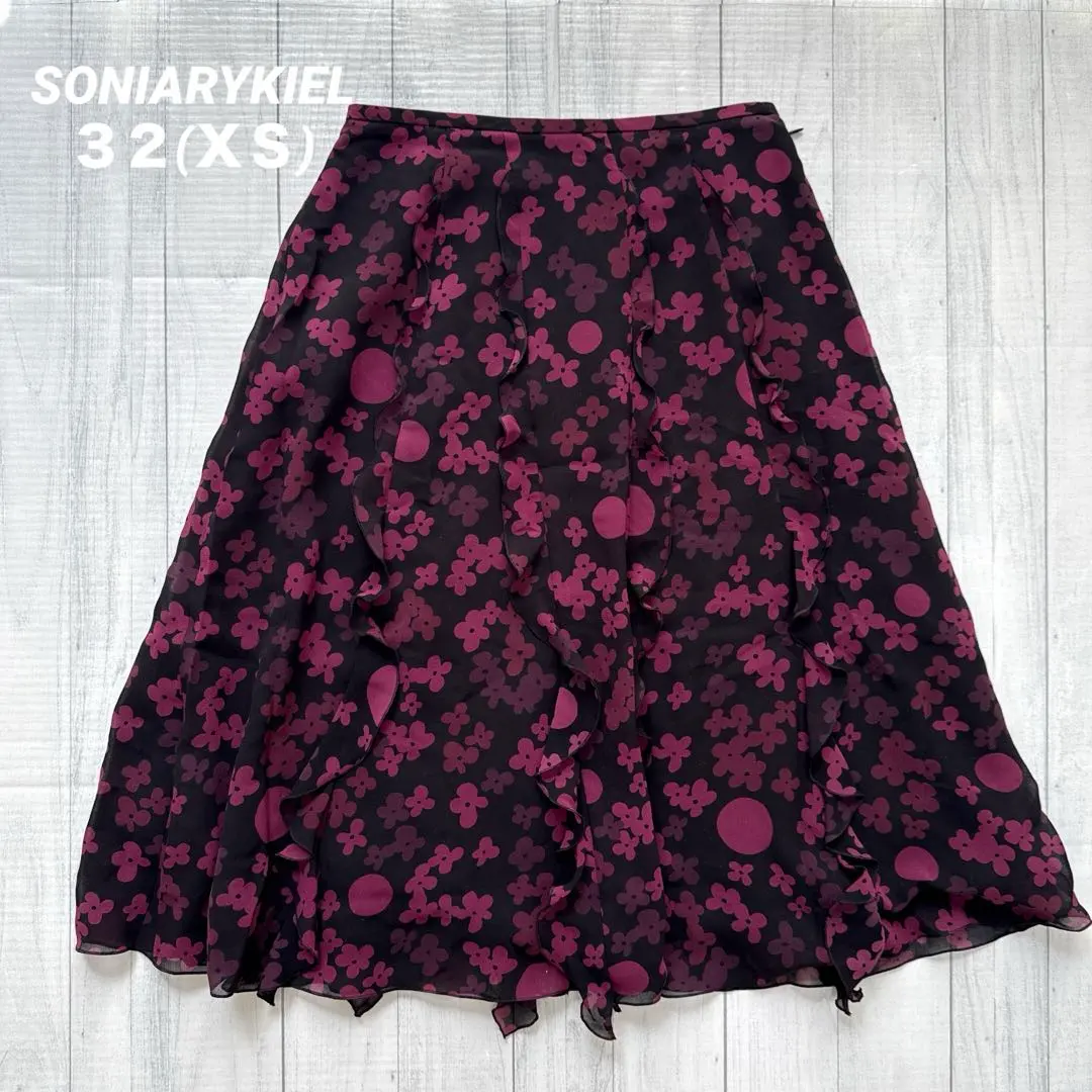 美品【SONIARYKIEL】ソニアニキエル 花柄 ひざ丈スカート フレア総柄