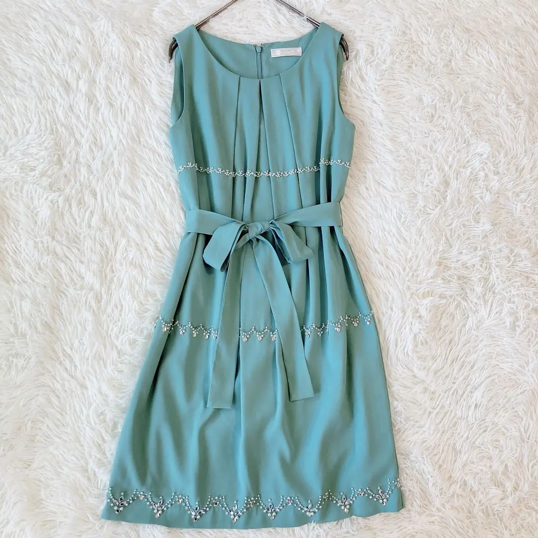 エニィスィス ワンピース ビジュー ノースリーブ リボンベルト（2）きれいめ