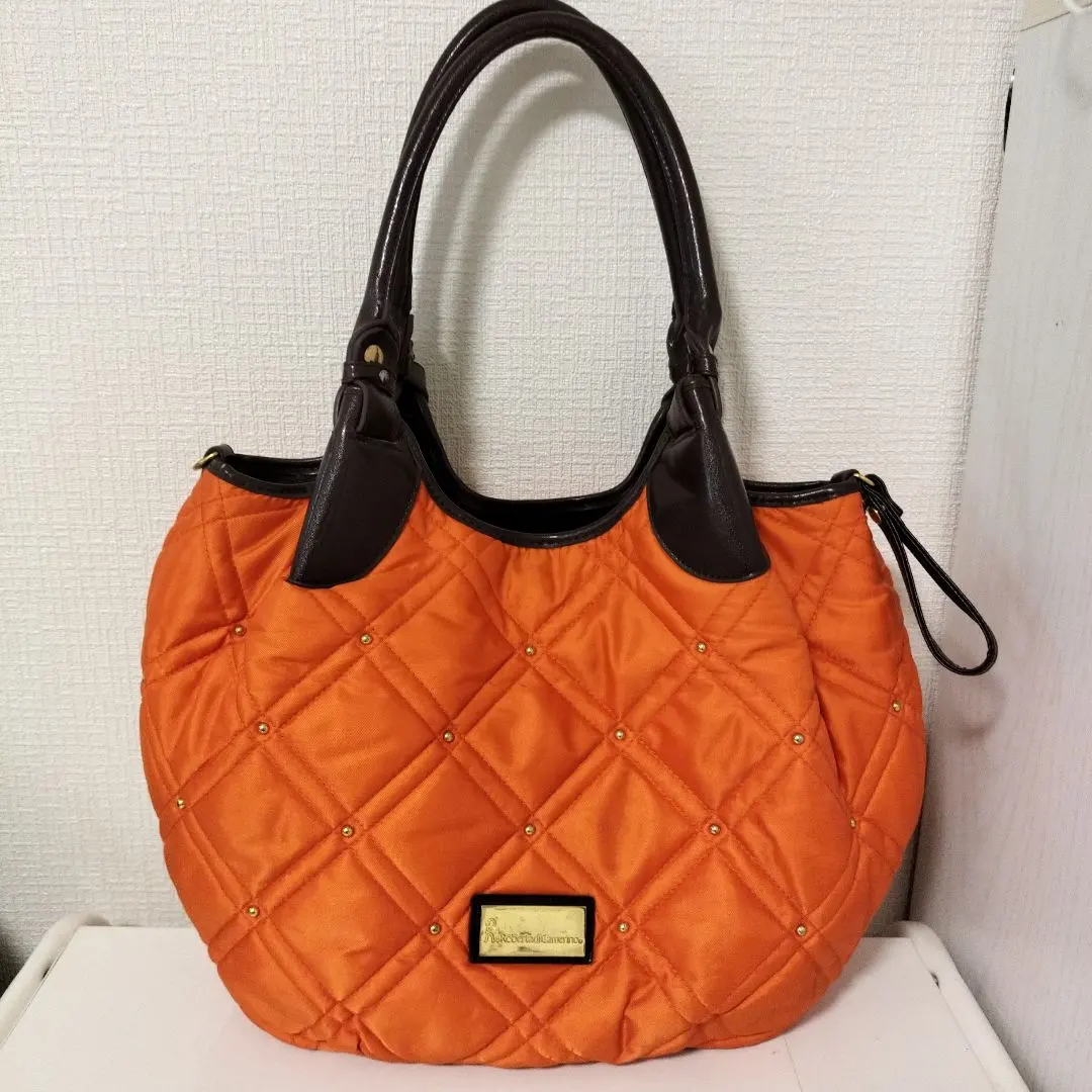ロベルタディカメリーノ キルティング ハンドバッグ トートバッグ オレンジ