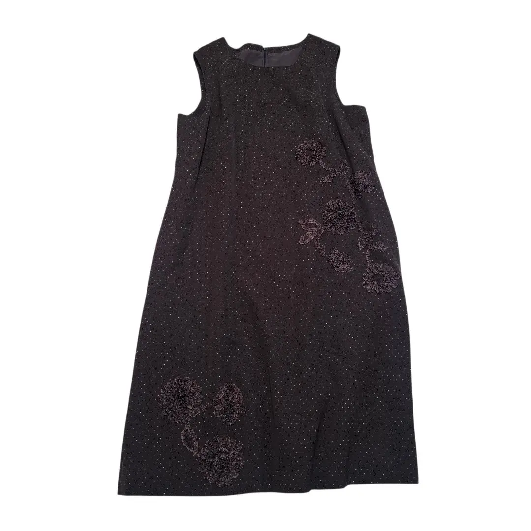 【美品】レリアン　ノースリーブワンピース　17+　ブラウン　ドット　大きめ