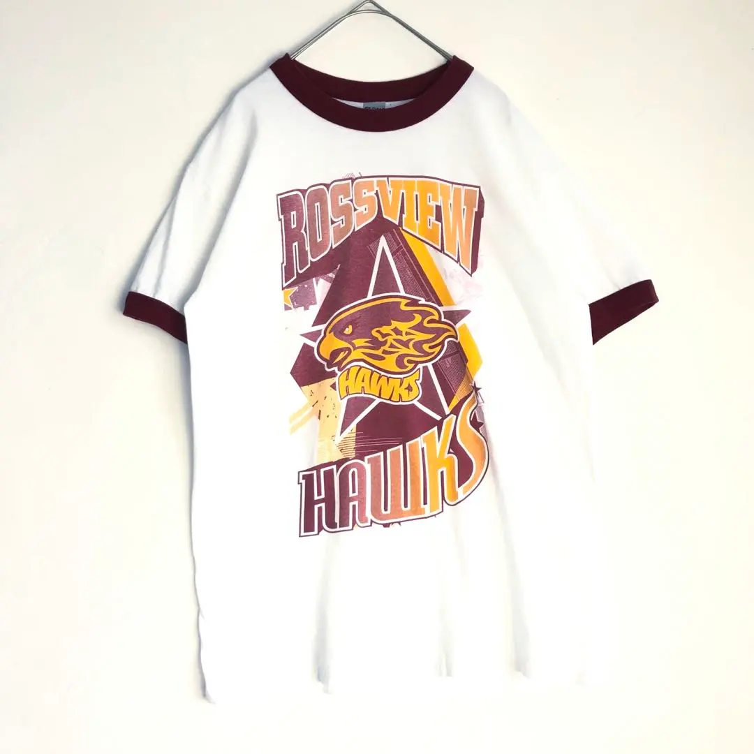 3008　NFL　ホークス　ワシ　アニマル　リンガーT　Tシャツ　半袖　白