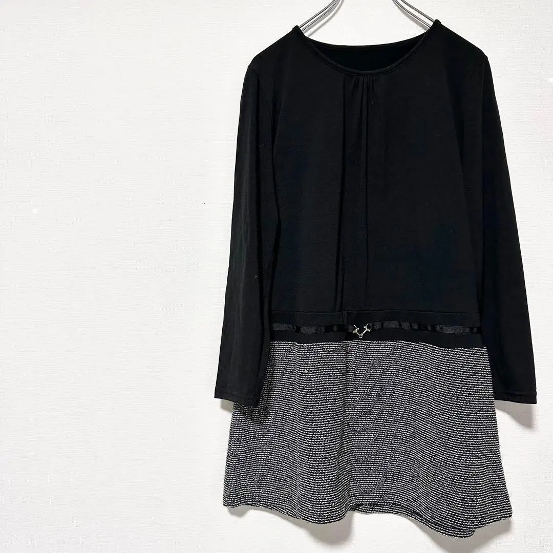 ワンピース　長袖　黒　Mサイズ　膝丈　綺麗め　フェミニン　清楚　スカート