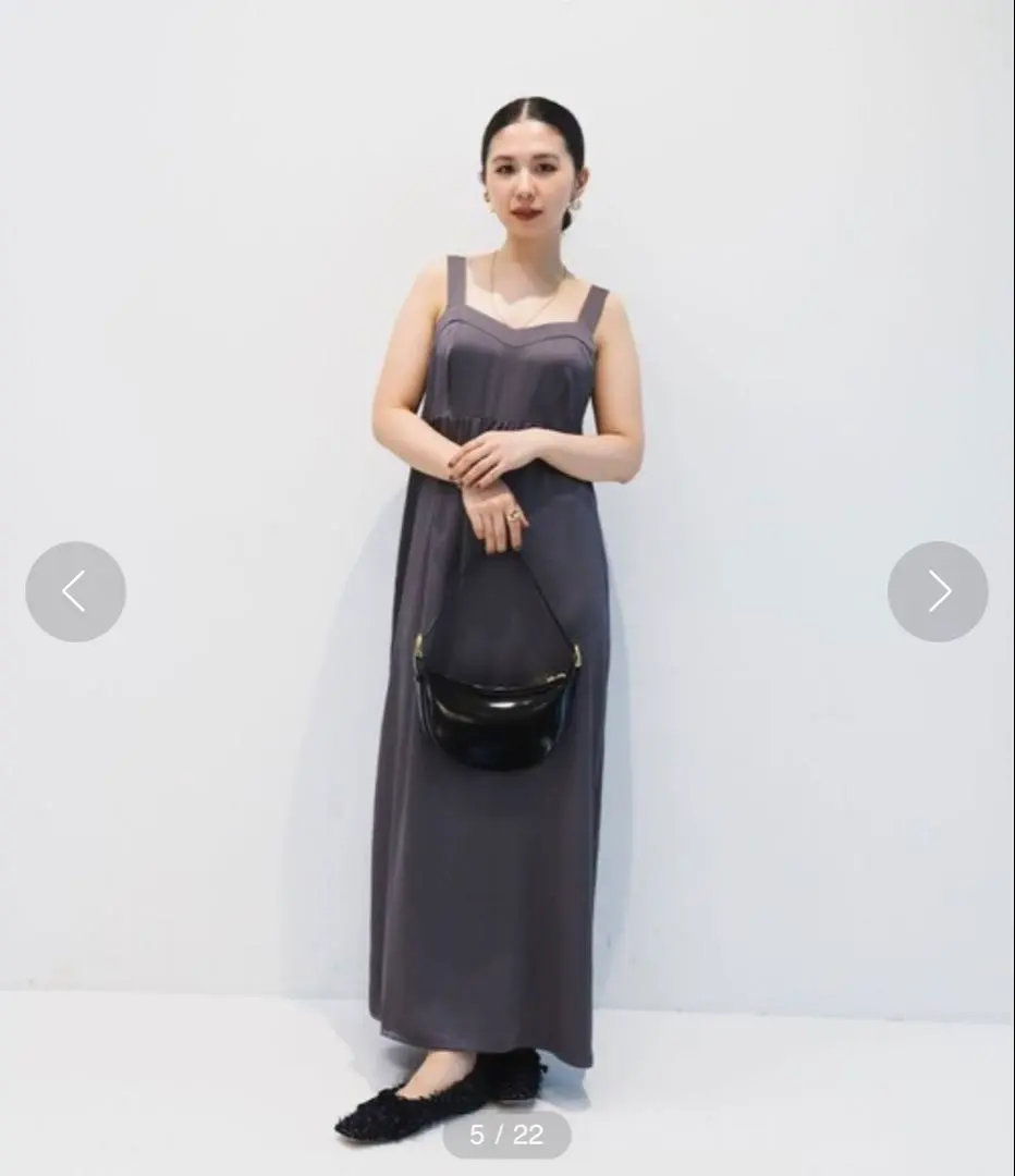 Demi-Luxe BEAMS / サテン ギャザー キャミソールワンピース　S