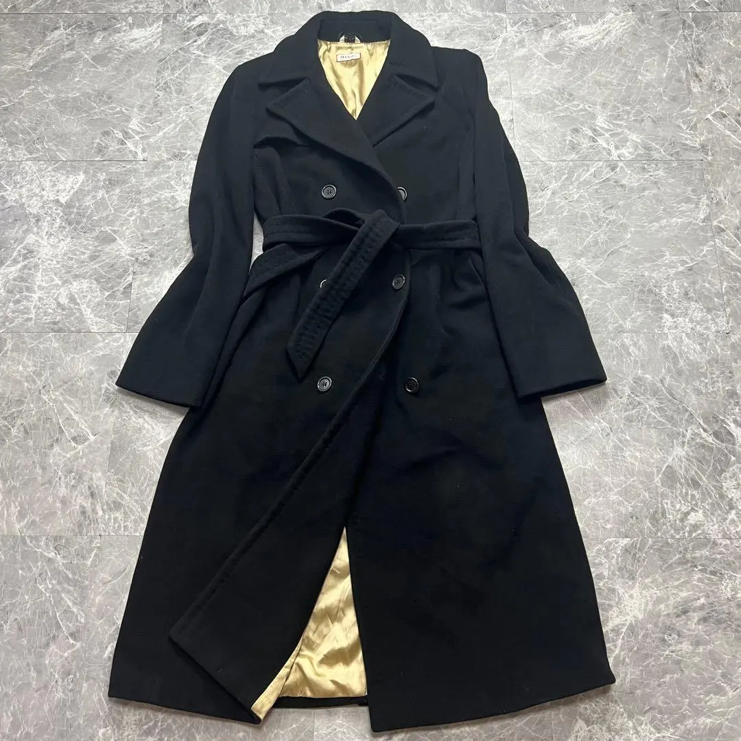 美品♡マックスマーラ　ウールコート　ベルト　ロング　L 40 黒　ブラック