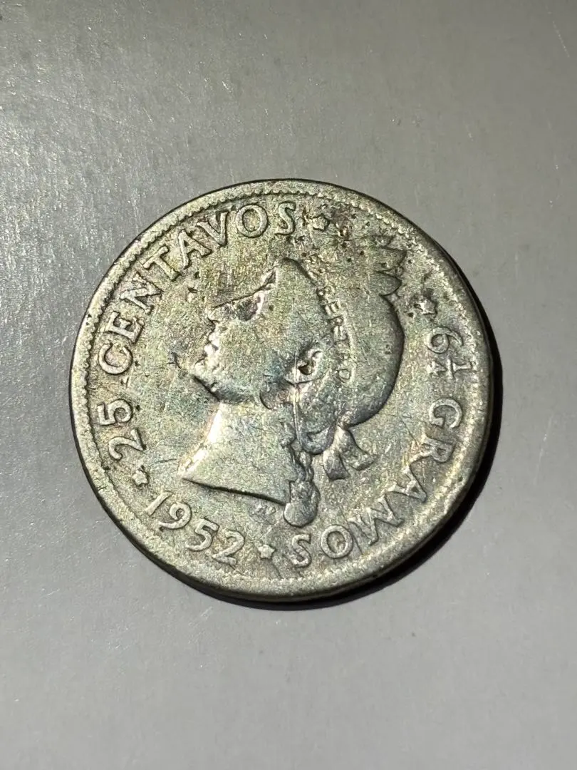 ドミニカ　25セント銀貨　1952年　古銭　外国コイン　ラテンアメリカ