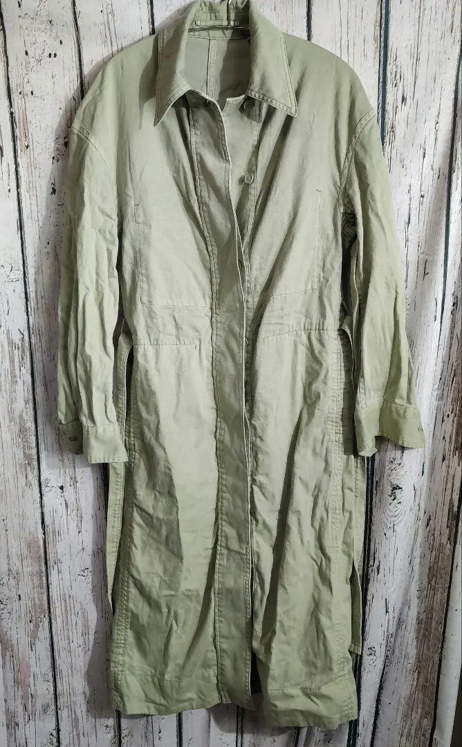 ユニクロ　スプリングコート　グリーン　Sサイズ　綿100%　ボタン留め