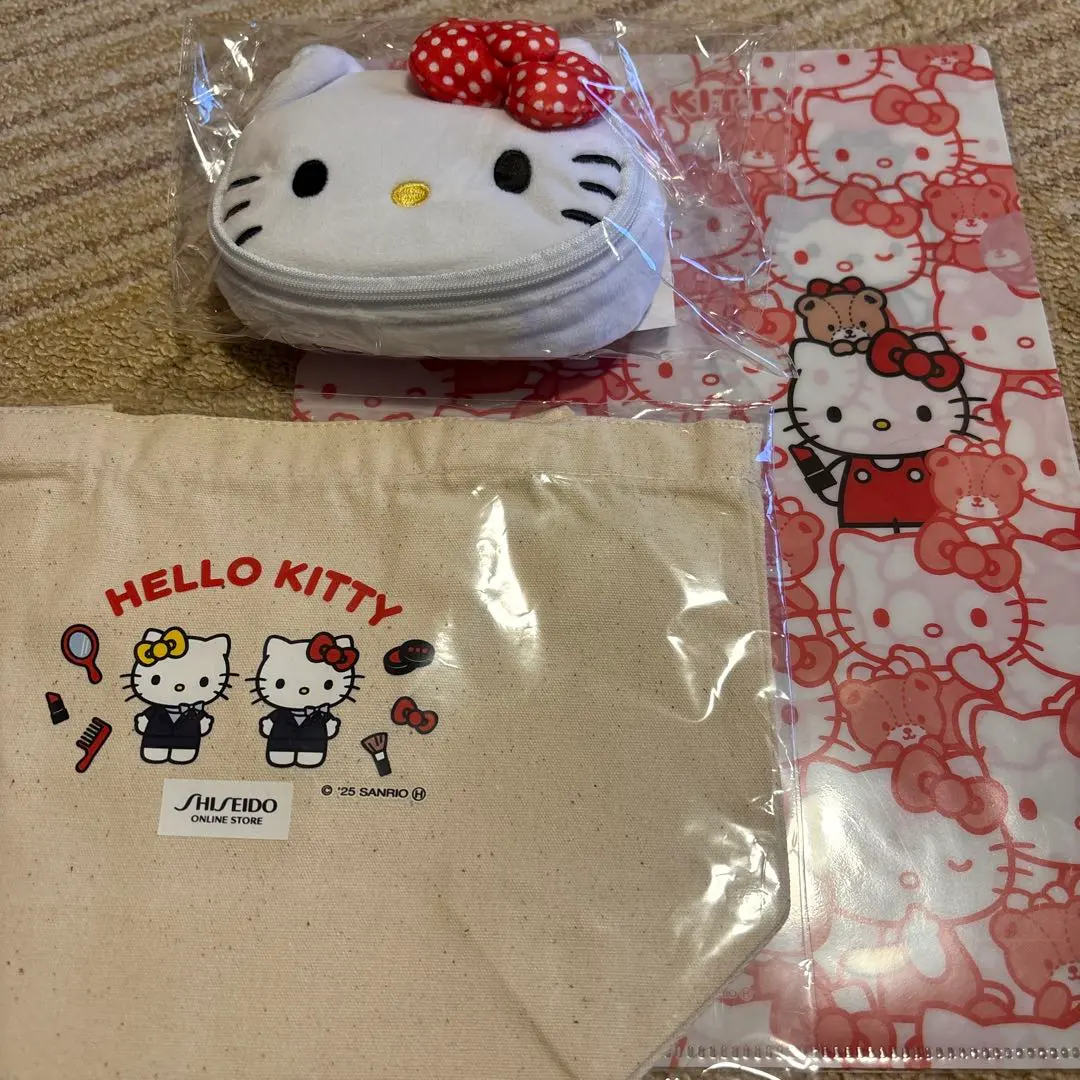 ハローキティミニトート・クリアファイル　チャーム付エコバッグ　資生堂