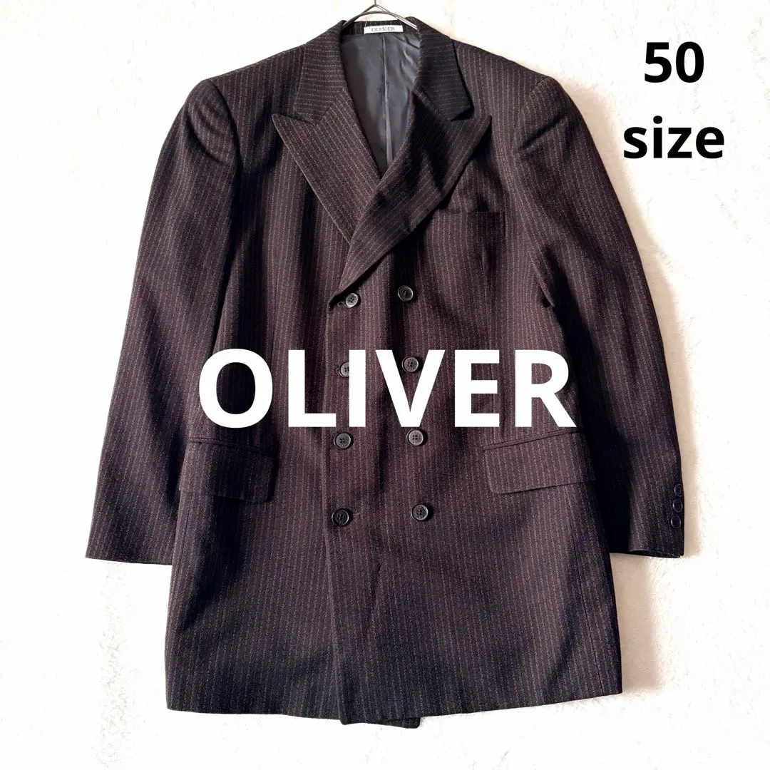 美品✨ オリバー OLIVER チェスターコート ダブルブレスト 50 ブラウン