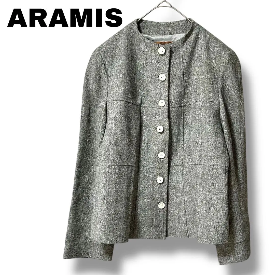 【アラミス】Lサイズ　美品　麻　日本製　美シルエット　ジャケット　グレー
