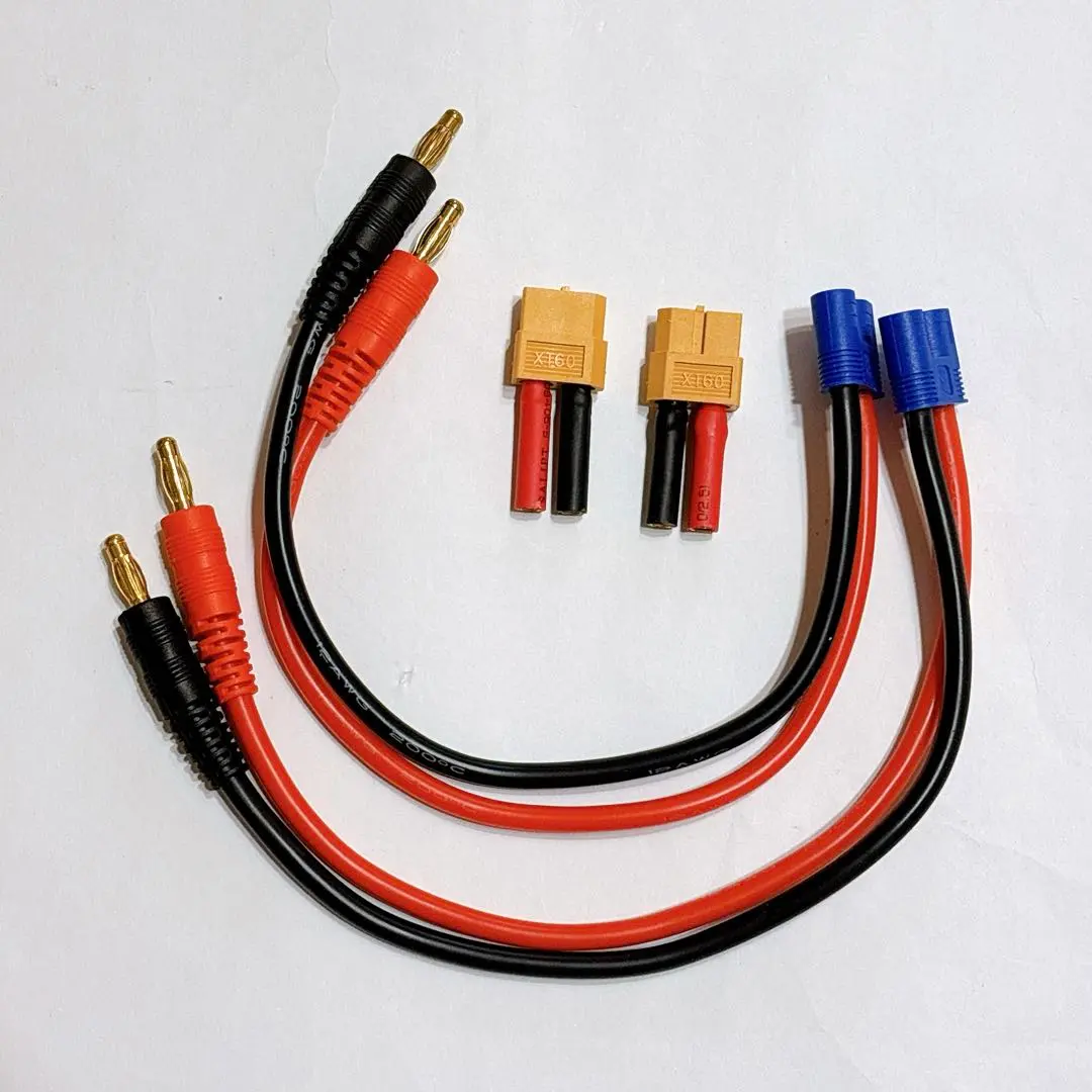 ・バナナコネクター バッテリー充電器 20cm/12AWG 2個パック