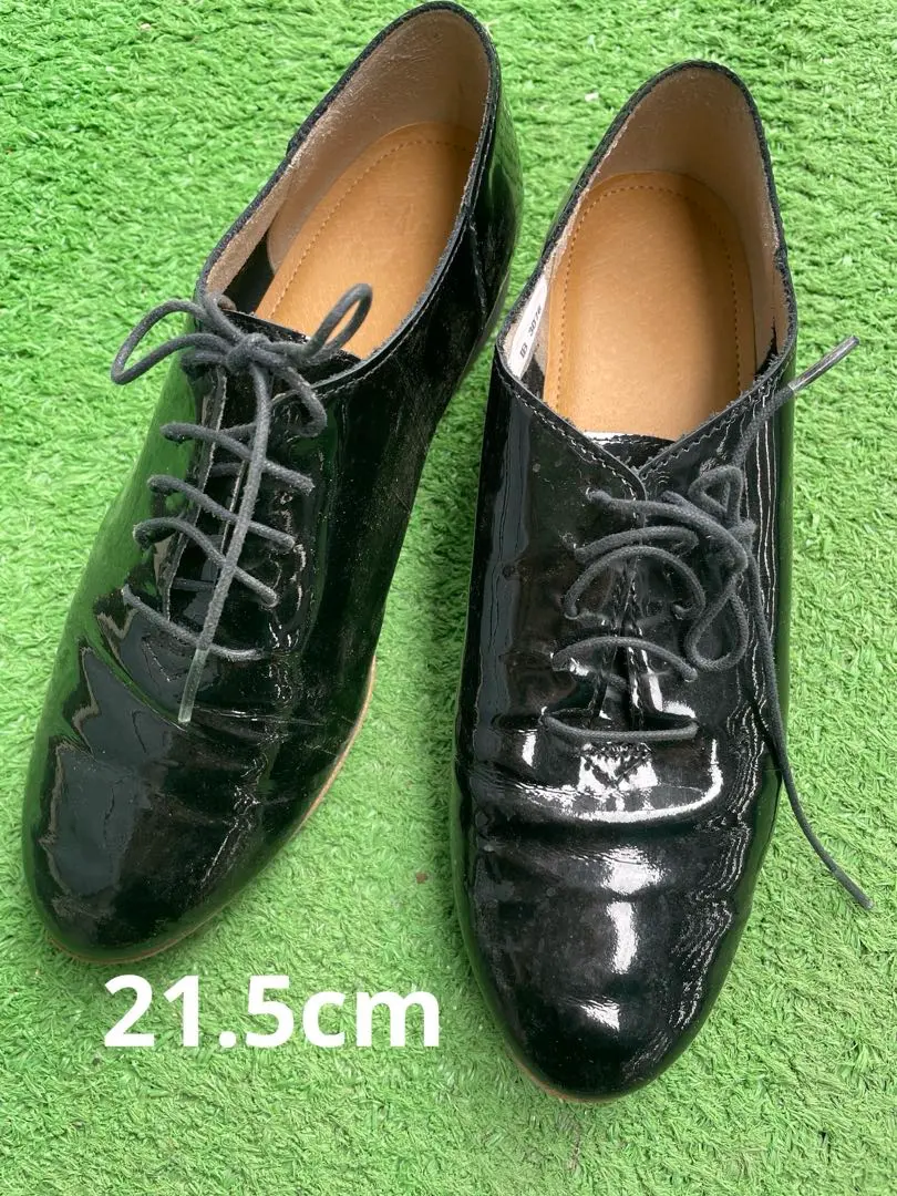 黒のローファー レースアップシューズ　21.5cm