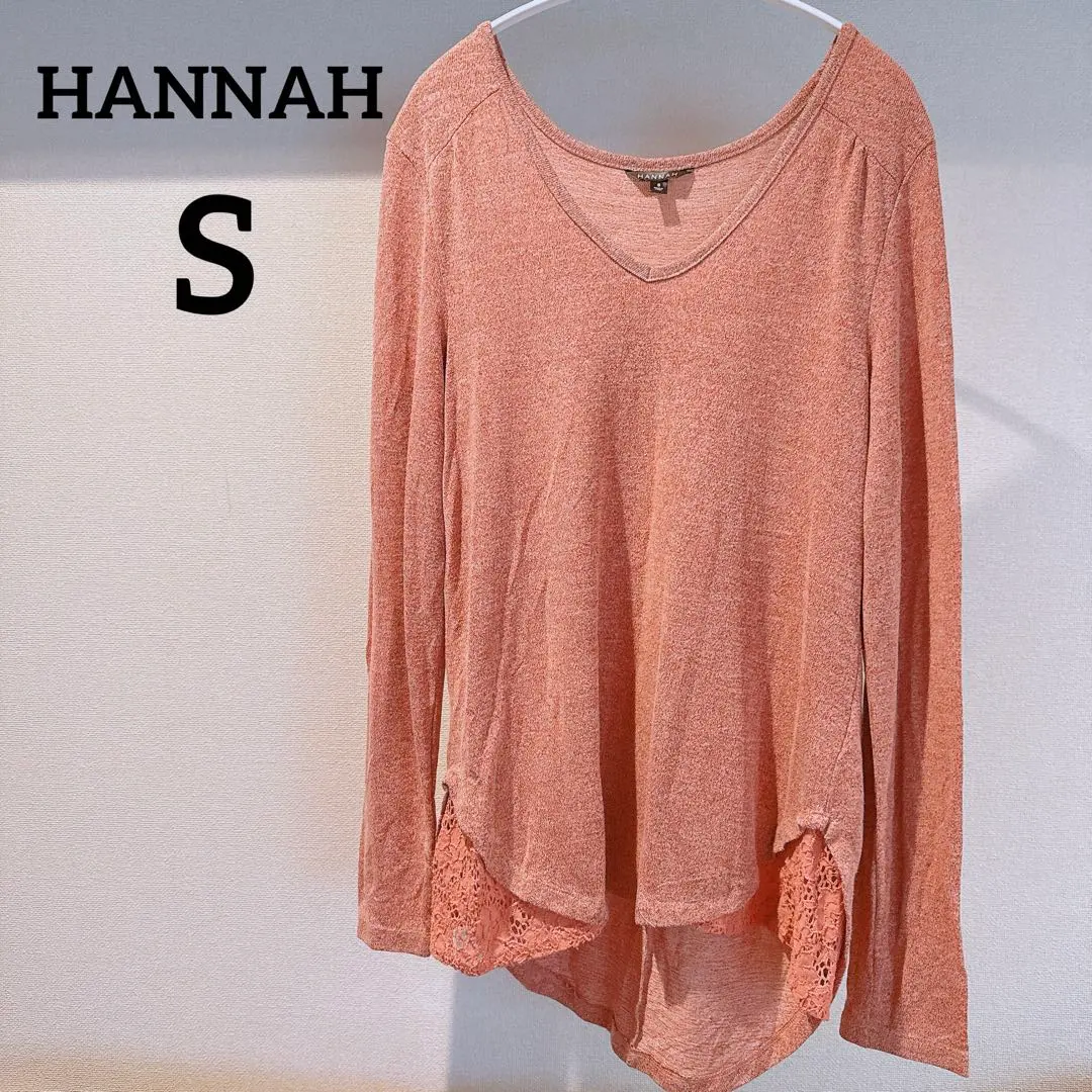 HANNAH ピンク 【Sサイズ】Vネック チュニック 薄手 春夏秋 おしゃれ