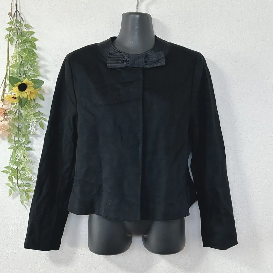 【c2535】✨Genny✨ ジェニー　ノーカラージャケット　ブラック　リボン