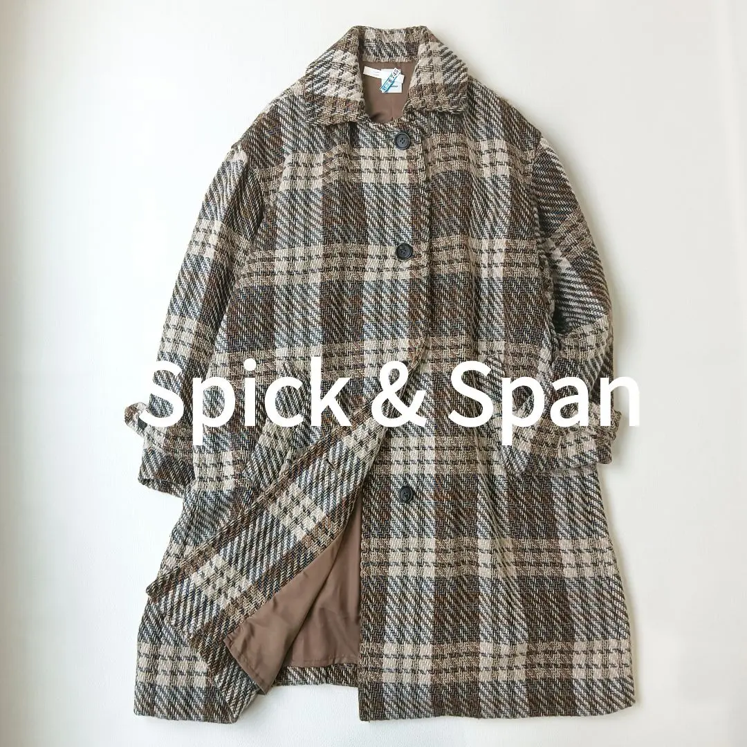 美品✨Ubyスピックアンドスパン ツイード ステンカラーコート ロング 23aw