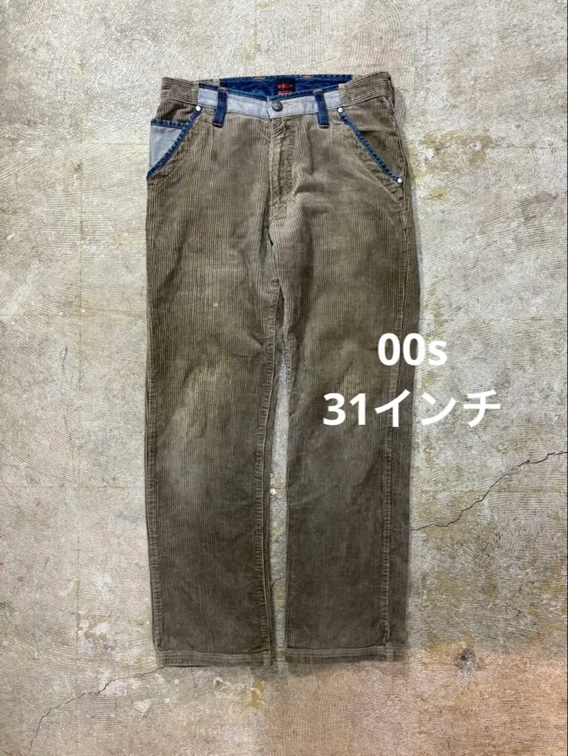 00s デニム切替コーデュロイパンツ 太畝 ヴィンテージ 古着