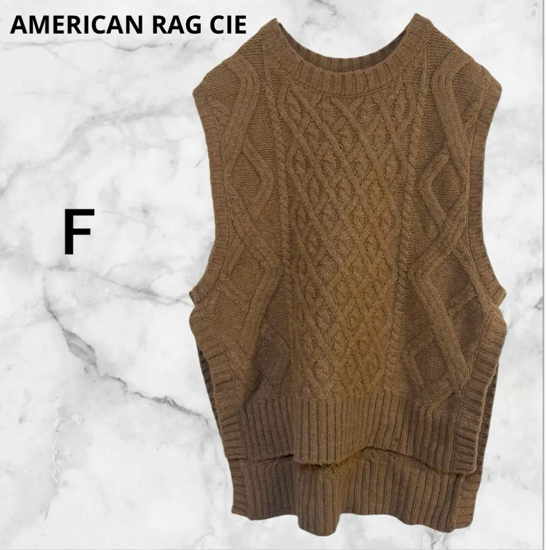 美品✨アメリカンラグシー◇ケーブル編みニットベスト　茶色【F】ウール混　秋冬服