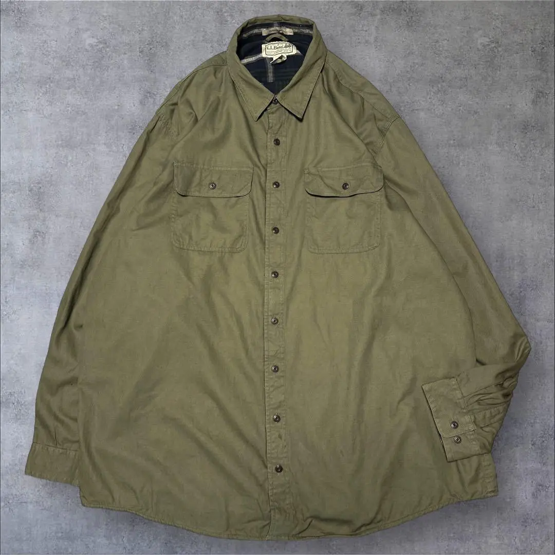 A927/ エルエルビーン L.L.Bean ワークシャツ 長袖 チェック 緑