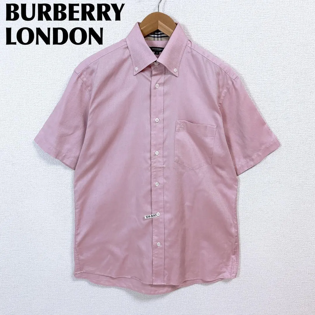 【美品】BURBERRY LONDON 半袖シャツ 綿 BD M 襟ノバチェック