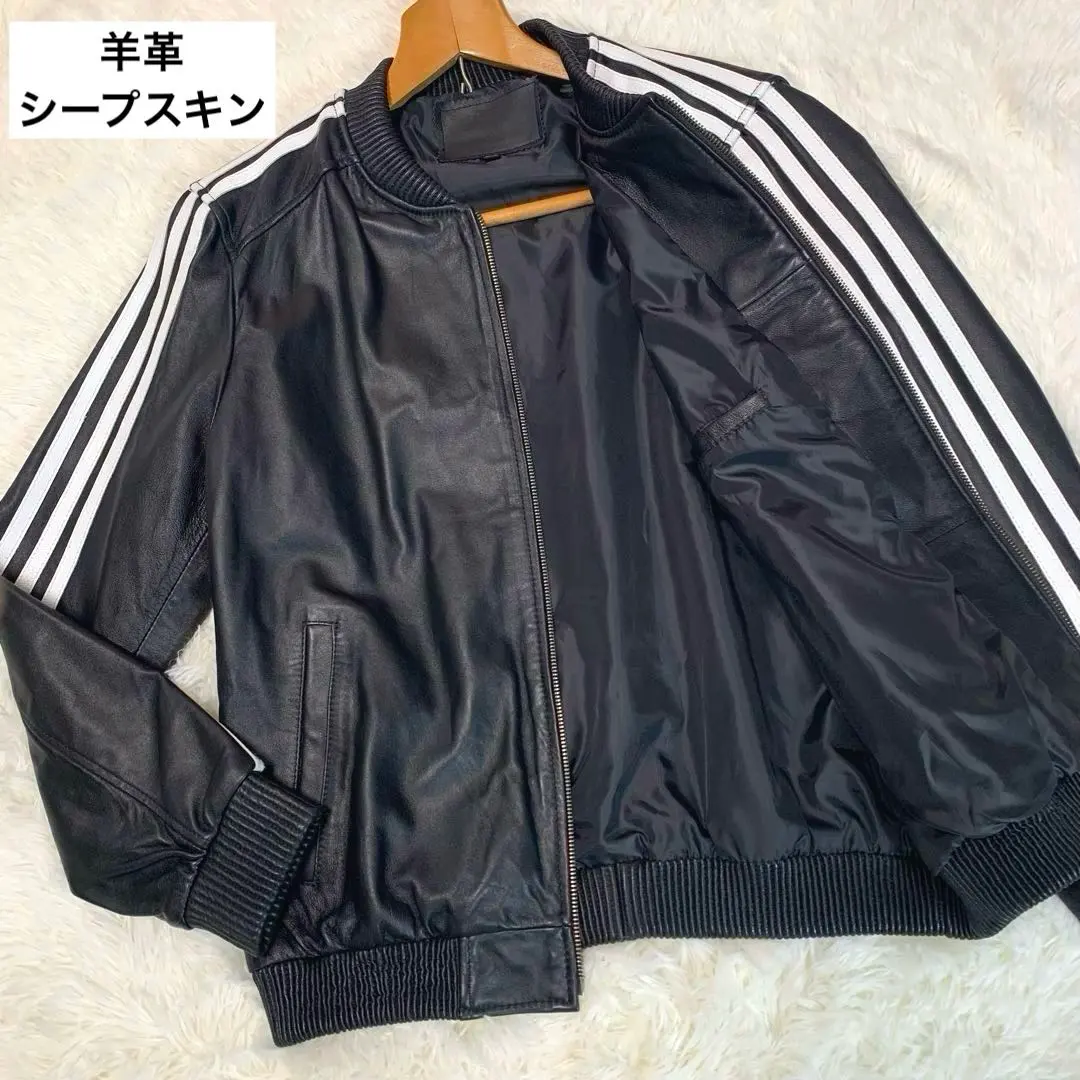 美品/L-XL相当【シープスキン：羊革◆レザージャケット/MA-1/トラック】