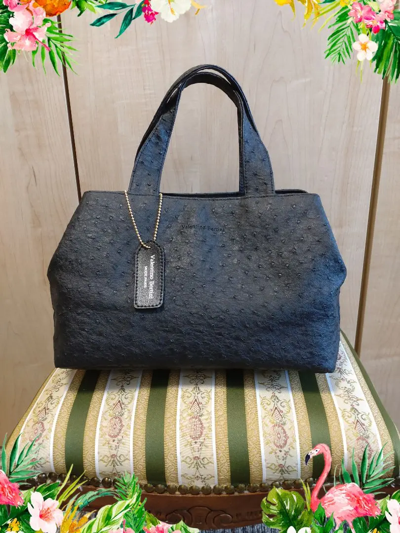 値下♣美品♣Valentino Bertini オ―ストリッチ ボストン型バッグ