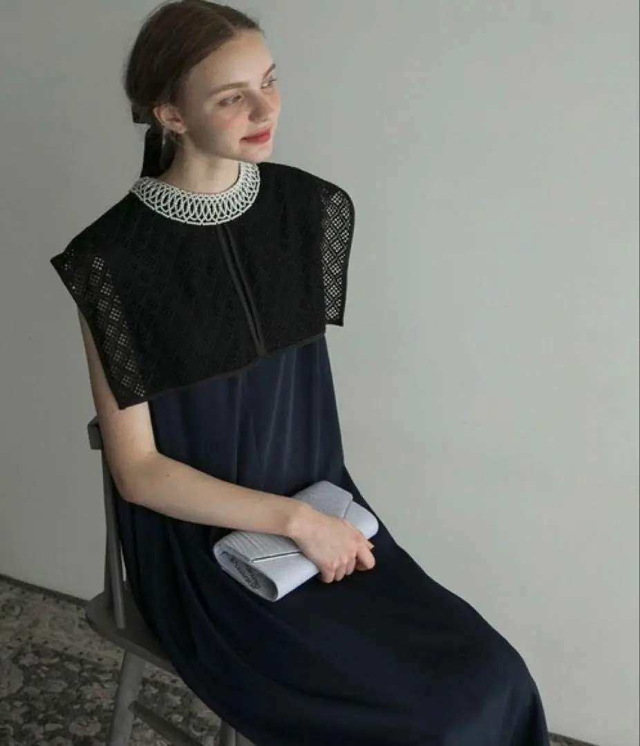 v【美品】ボンルシール ワンピース ドレス 黒 結婚式 オケージョン