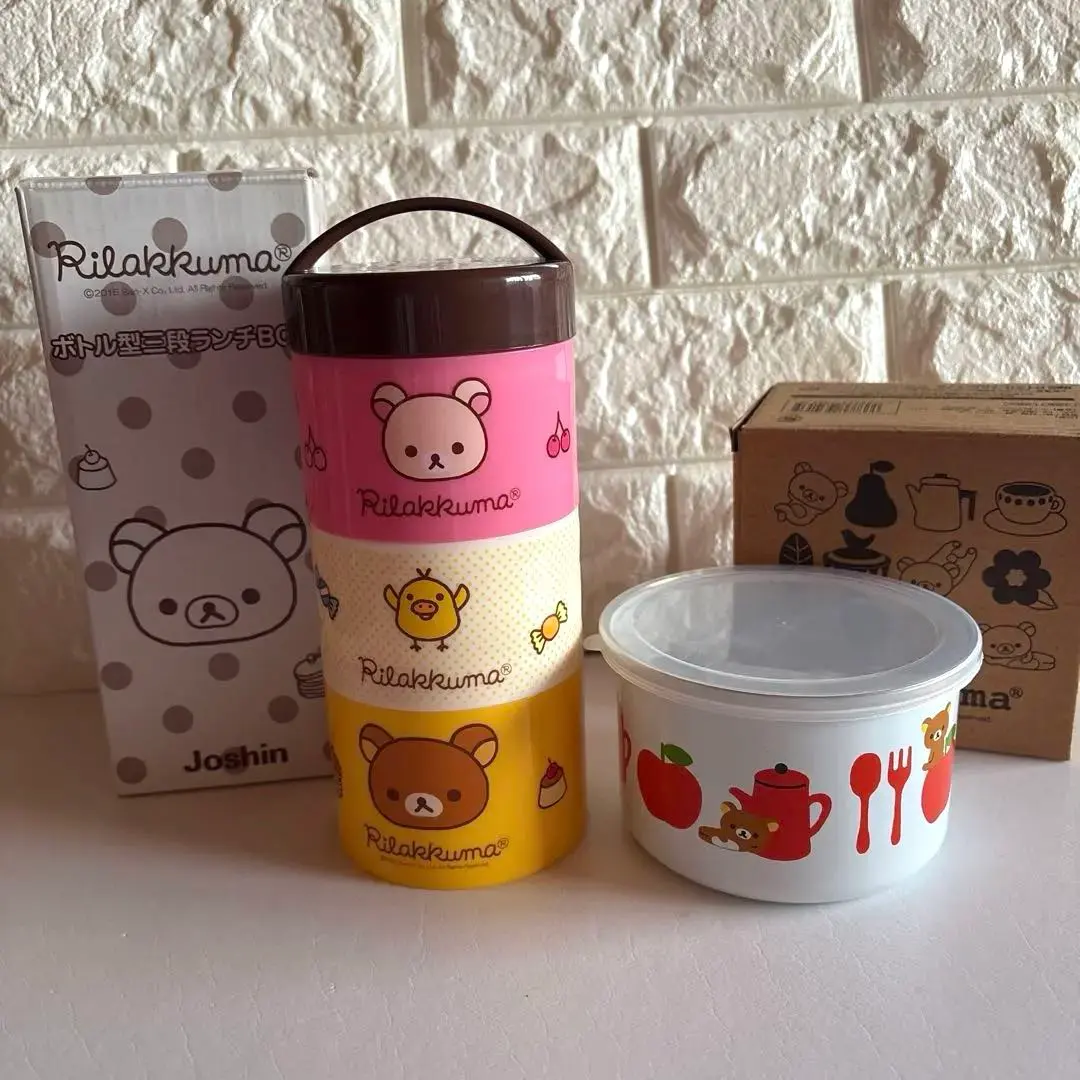 リラックマ 3段　ランチボックス ＋ ホーローボウル まとめ売り
