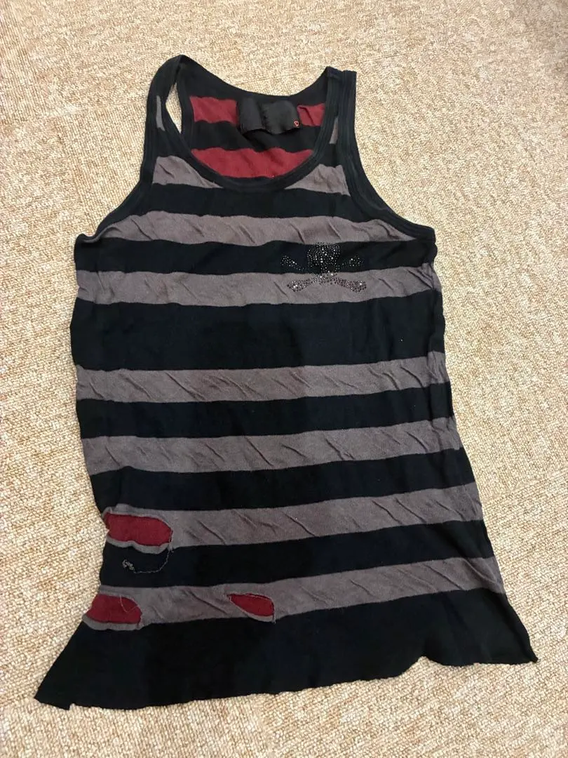 HYDE着用　ROEN ダメージタンクトップ ボーダー　スカル　スワロ