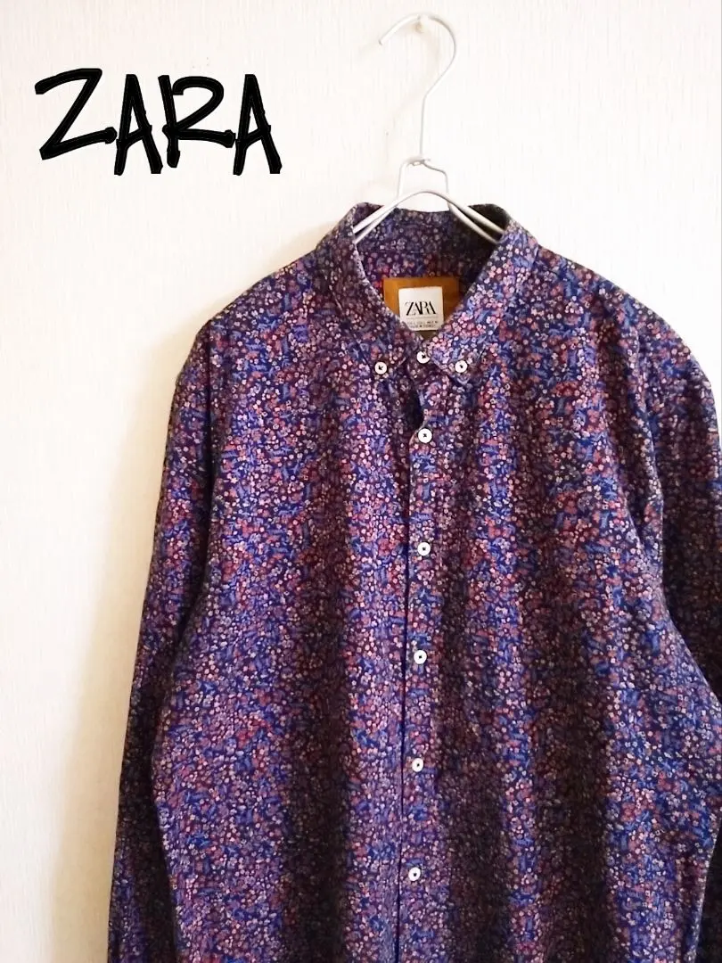 D221554 ZARA 花柄 ボタンダウンシャツ