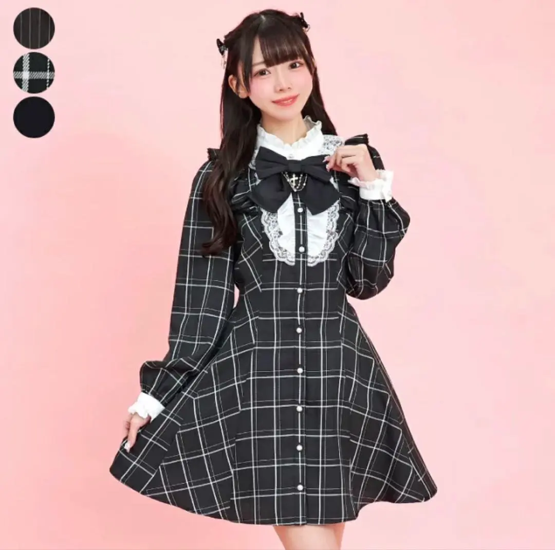 Secret Honey アクセサリーリボンフリルワンピース　チェッククロ
