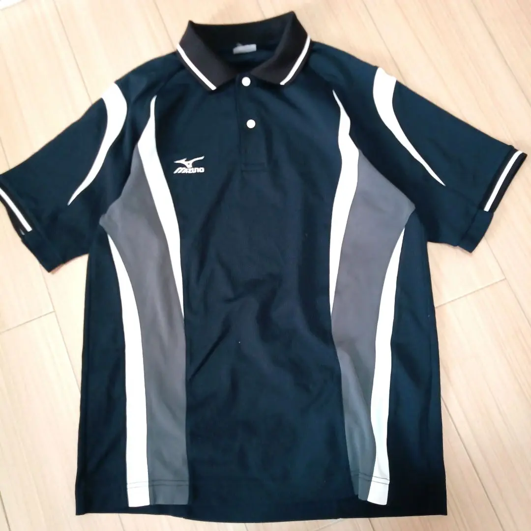 Mizuno ネイビー ポロシャツ ストライプM1335番