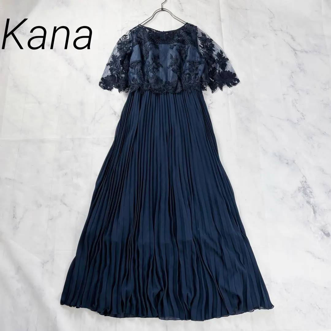 未使用級美品◆Kana フラワー刺繍レース プリーツロング パーティードレス
