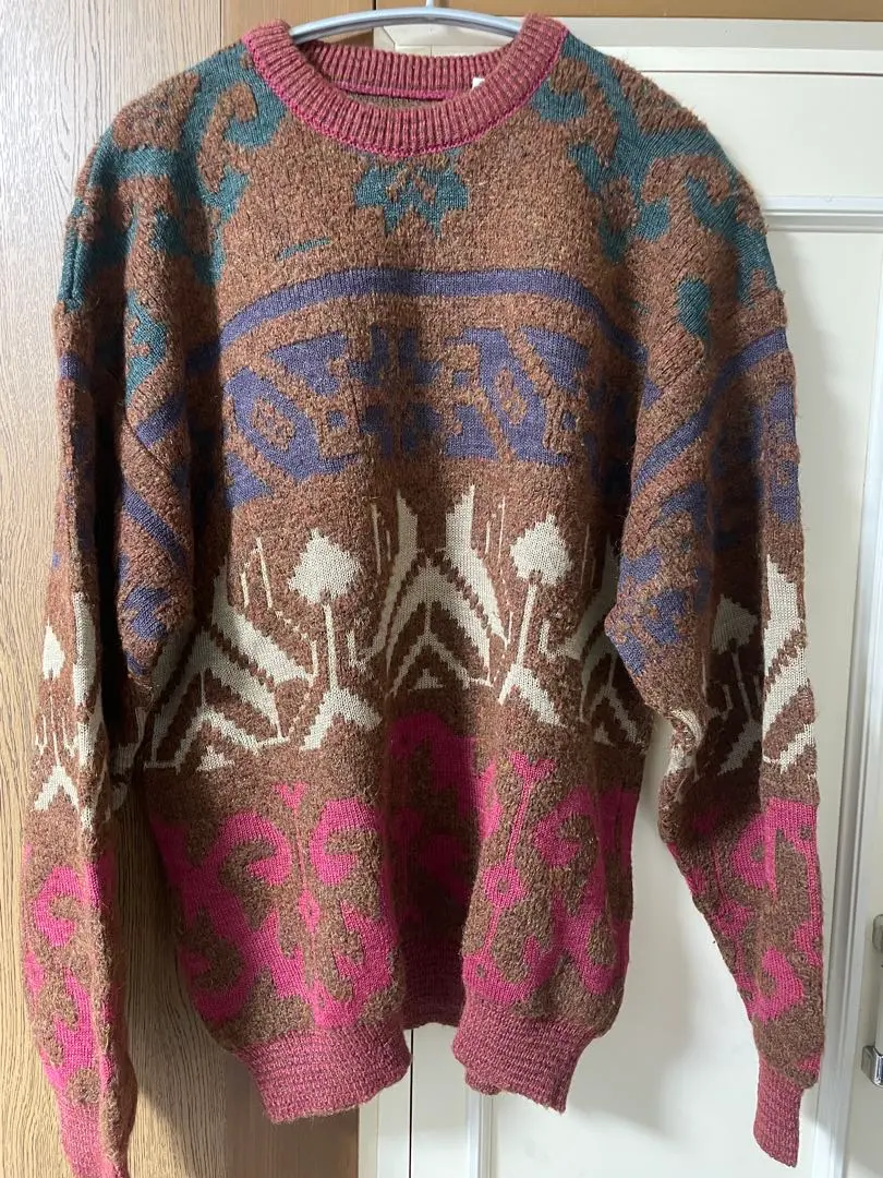 カジュアルニットセーター ブラウン