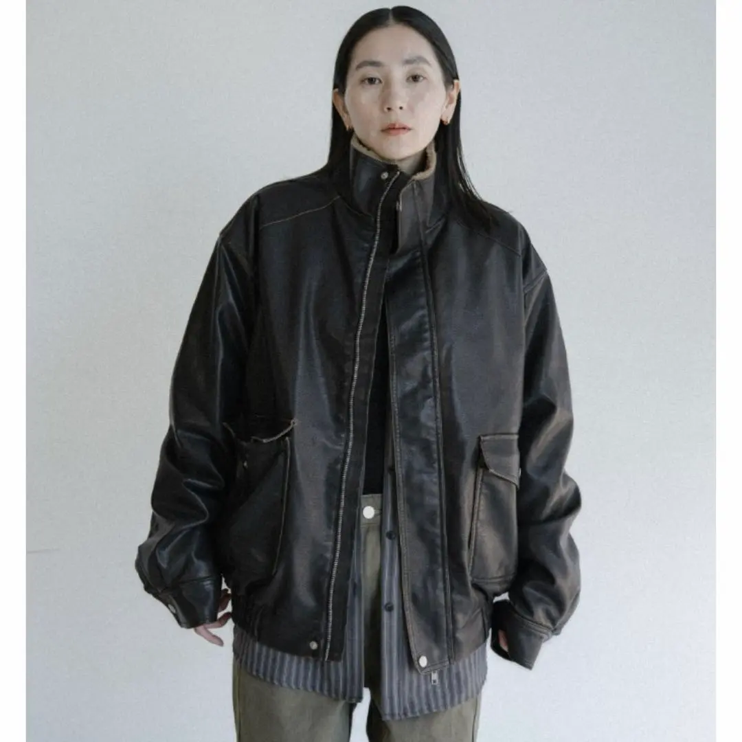 nokcha faux fur linner leatherlikejacket