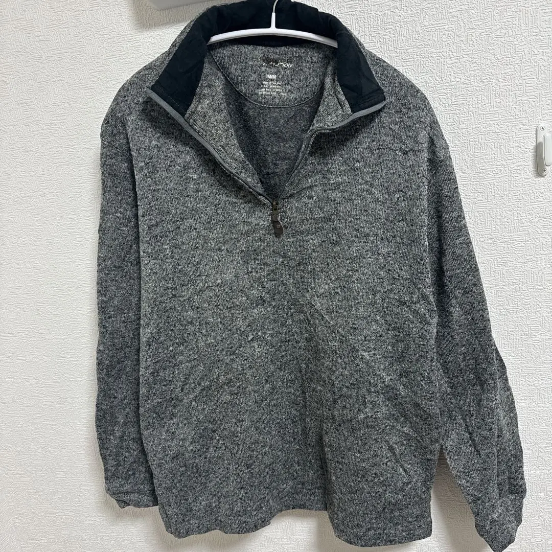 レア　グレー ハーフジップ フリースジャケット M