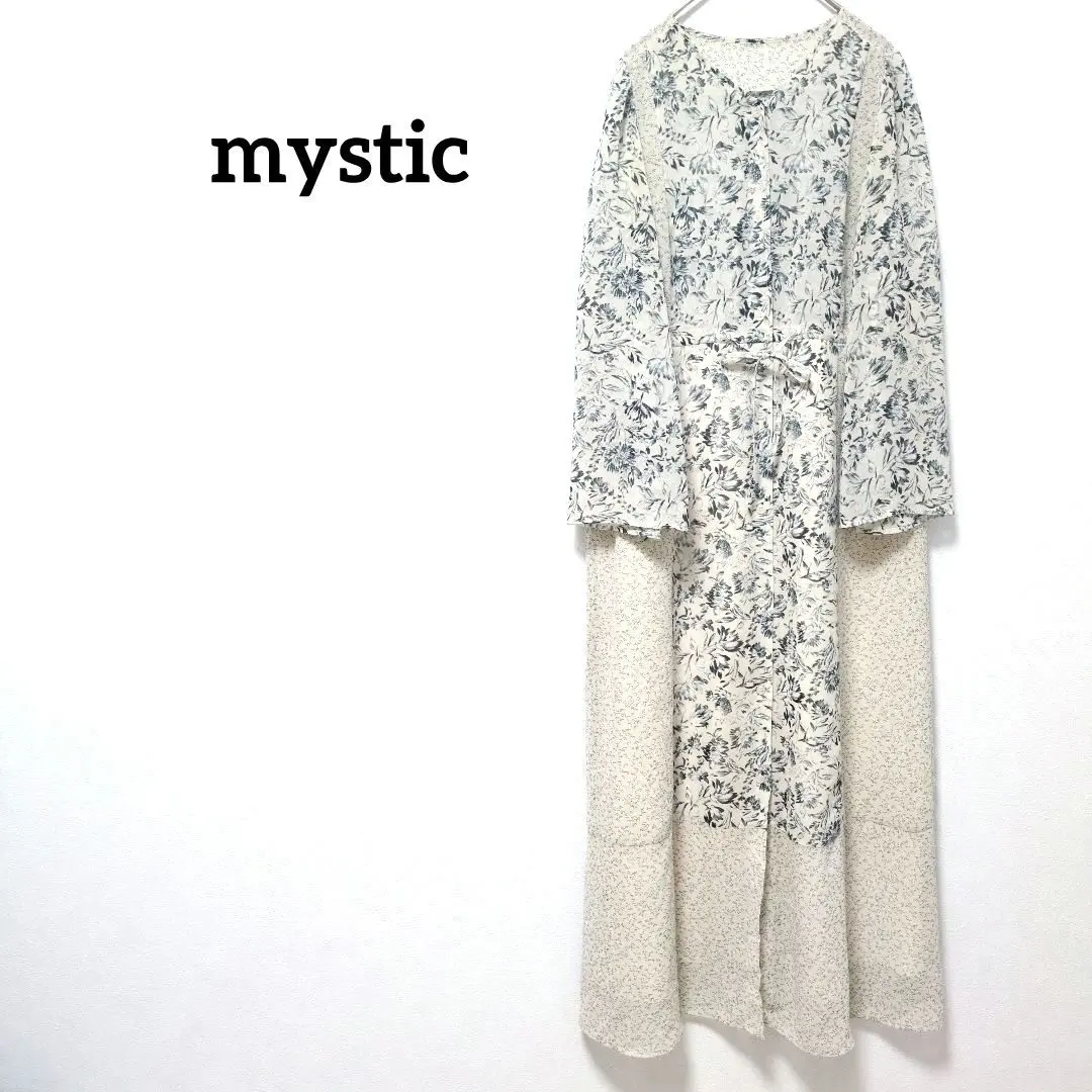 【ミスティック】MS　ワンピース　ロング丈　フロントボタン　花柄　ゆったり　薄手