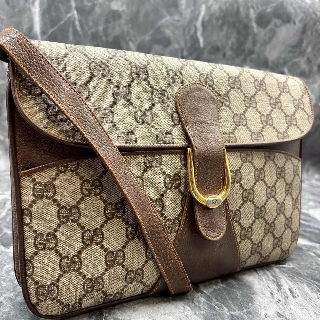 ✨美品✨GUCCI GG ショルダーバッグ ブラウン 金具 ベージュ レザー