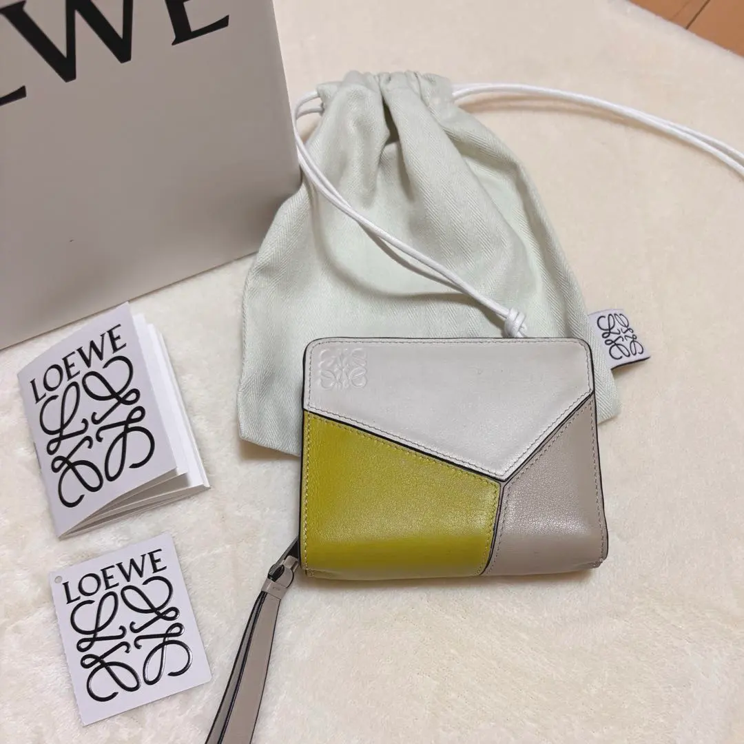 LOEWE 二つ折り財布 グレー/イエロー