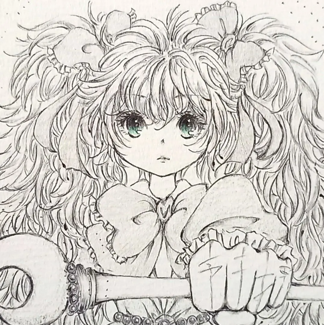 手描きイラスト　月の魔法を　オリジナル　アナログ