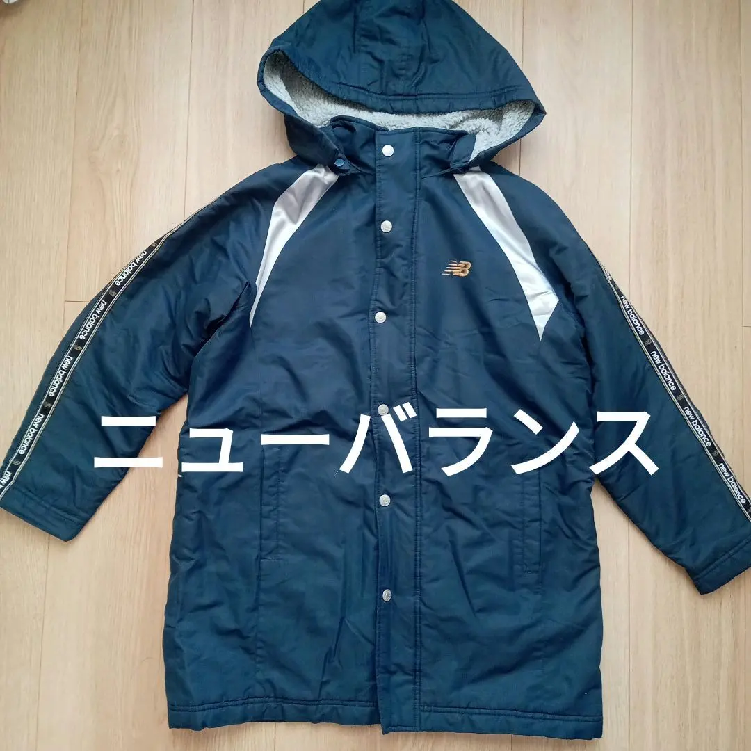 New Balance フード付きネイビーコートベンチコートボア