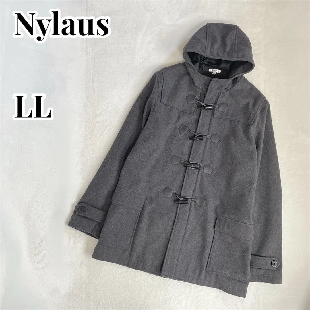 Nylaus　ウール混　ダッフルコート　ミドル丈　ファスナー　フード付き