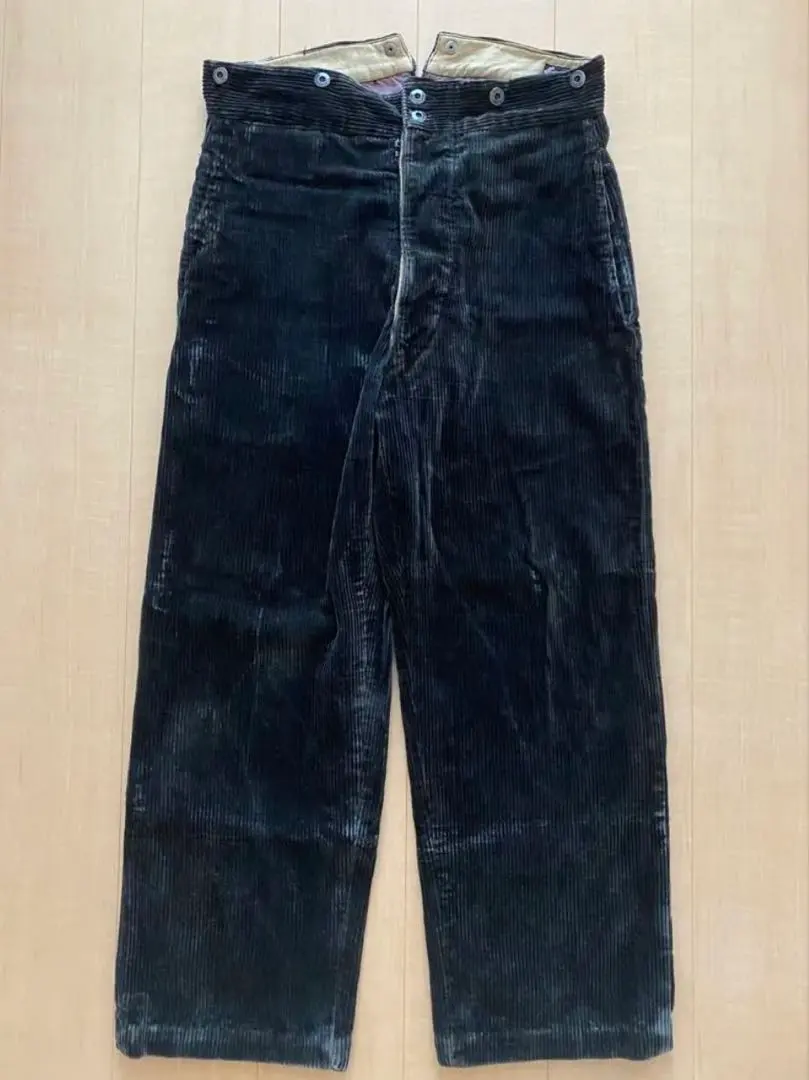 希少 French vintage 30〜40s 太畝コーデュロイ ブラック