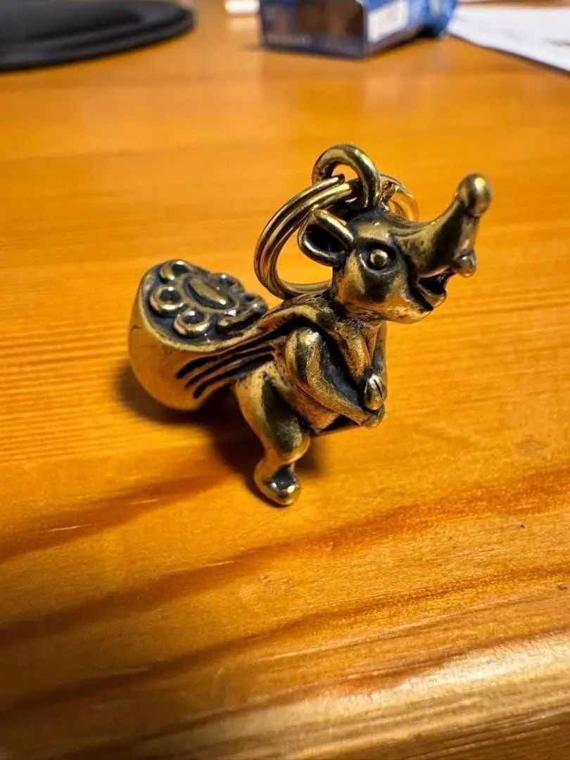 真鍮 ネズミ ねずみ キーホルダー キーリング 金運アップ　財運　お守り