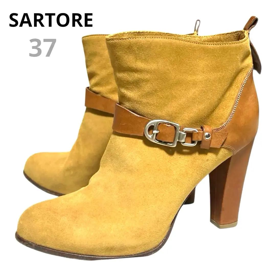 SARTORE サルトル ショートブーツ スエード キャメル 37
