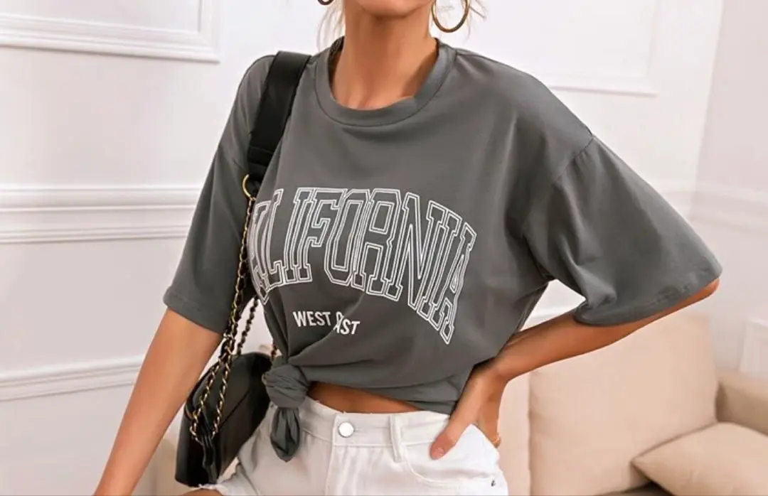 Tシャツ　半袖　レディース　グレー　古着