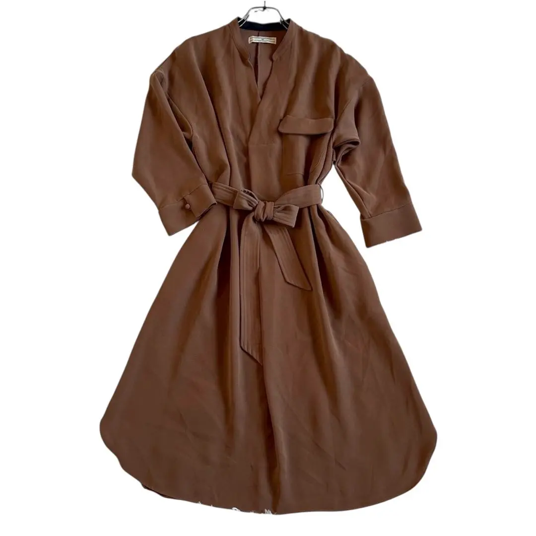 【石原さとみさん着用】nano universe 七分袖 トレンチ風ワンピース