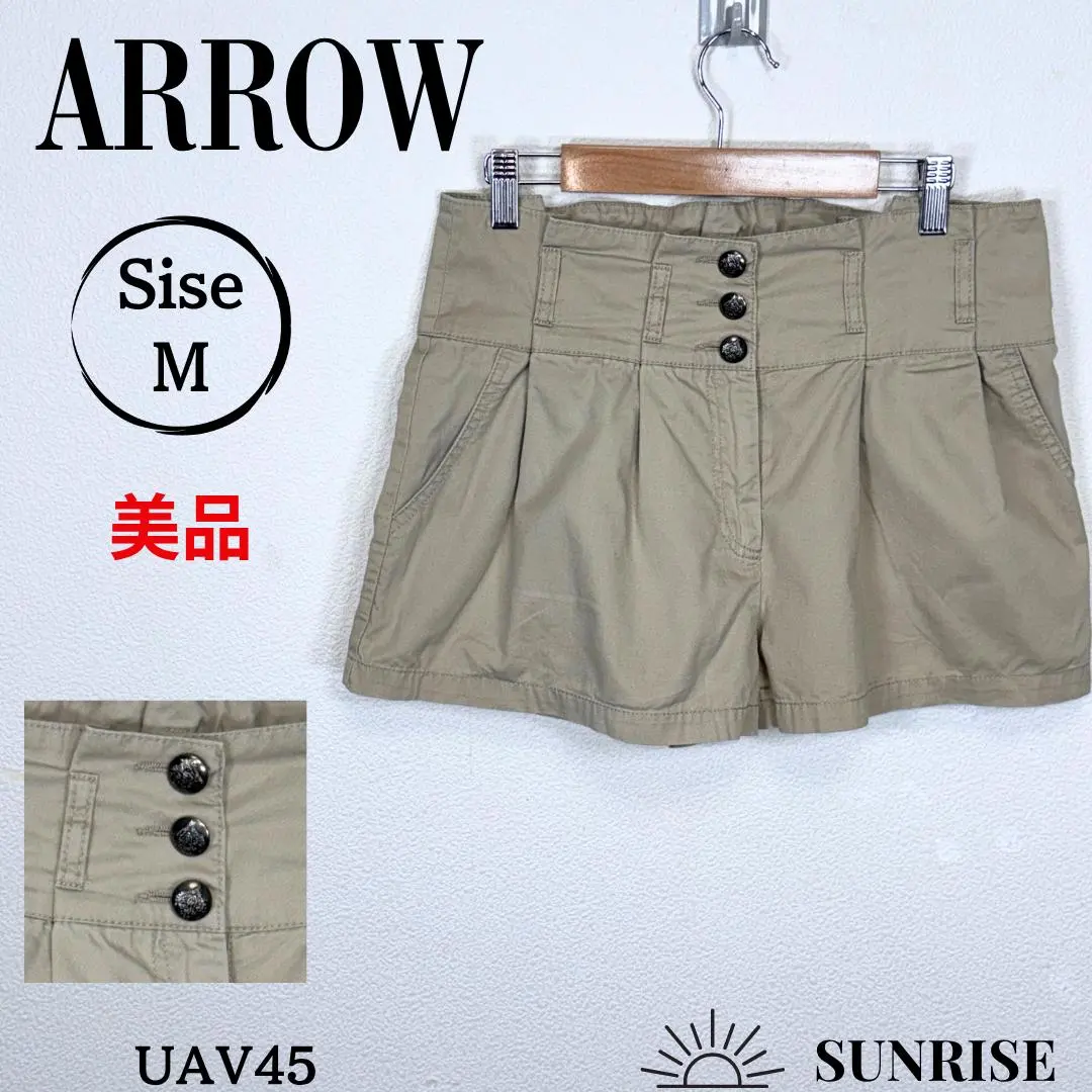 ★美品★ ARROW アロー ショートパンツ ベージュ ボタン付き 綿 Mサイズ